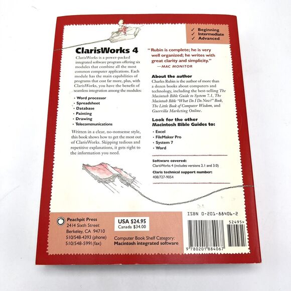 Vintage 1995 The Macintosh Bible Guide to ClarisWorks 4 Charles Rubin Paperback - Picture 4 of 5